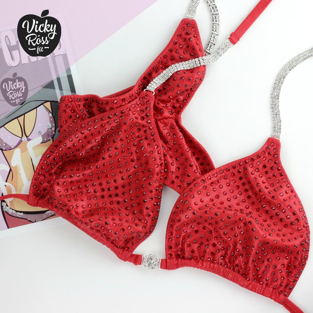 Apple Candy Red Drawstring Competition Bikini Suit - image 1